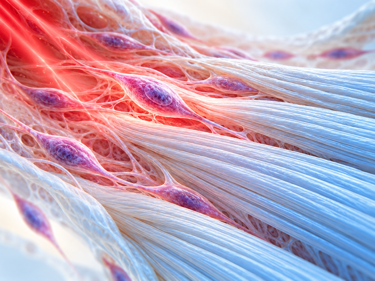660nm deep red light activating collagen-producing tendon cells