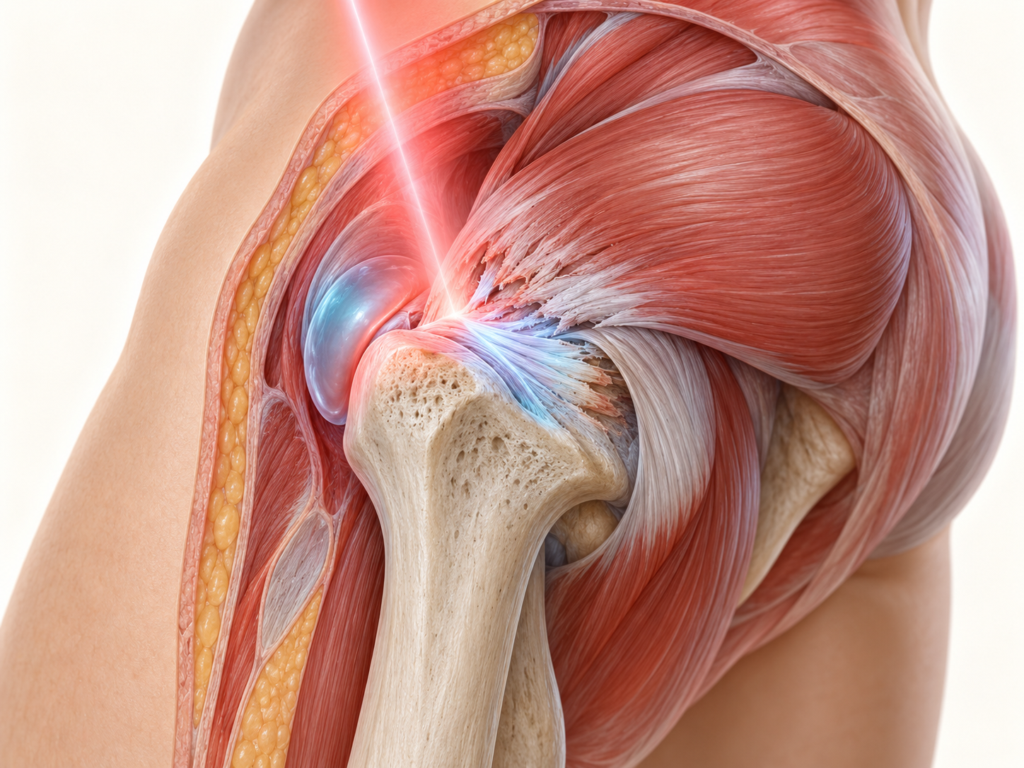 850nm near-infrared light penetrating to the deepest damaged tendon fibers